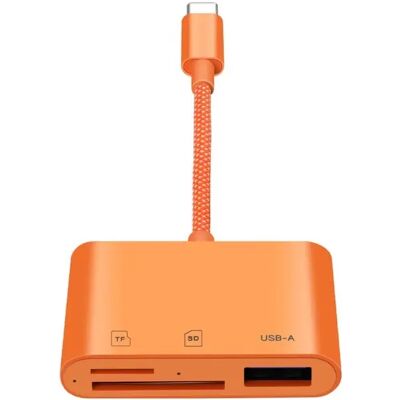 INF Type-C 3-in-1 Kartenleser — High-Speed SD/TF/USB Multi-Reader, Plug-and-Play, kompatibel mit iPad Pro, iPad Air, iPad Mini Orange INF Type-C 3-in-1 Kartenleser — High-Speed SD/TF/USB Multi-Reader, Plug-and-Play, kompatibel mit iPad Pro, iPad Air, iPad Mini Orange