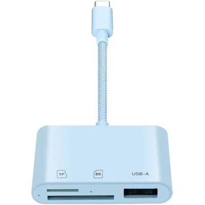 INF Type-C 3-in-1 Kartenleser — High-Speed SD/TF/USB Multi-Reader, Plug-and-Play, kompatibel mit iPad Pro, iPad Air, iPad Mini Blau INF Type-C 3-in-1 Kartenleser — High-Speed SD/TF/USB Multi-Reader, Plug-and-Play, kompatibel mit iPad Pro, iPad Air, iPad Mini Blau