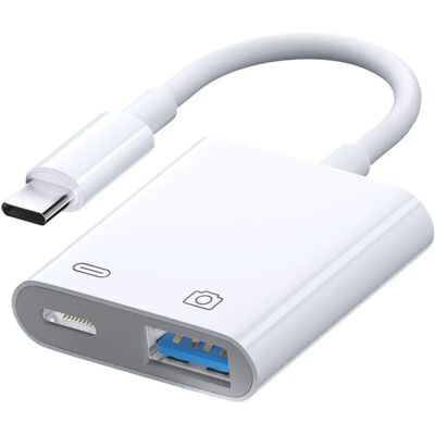 INF Type-C-zu-USB-SD-Kartenleser mit Ladeunterstützung, kompakter weißer ABS-Adapter INF Type-C-zu-USB-SD-Kartenleser mit Ladeunterstützung, kompakter weißer ABS-Adapter