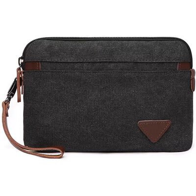 INF Herren Canvas Clutch Tasche, große Clutch Tasche mit Reißverschluss für Herren Schwarz INF Herren Canvas Clutch Tasche, große Clutch Tasche mit Reißverschluss für Herren Schwarz