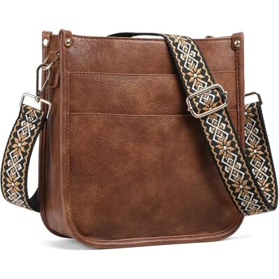 INF Stilvolle PU-Shopper-Tasche für Damen: Crossbody-Schultertasche Braun INF Stilvolle PU-Shopper-Tasche für Damen: Crossbody-Schultertasche Braun