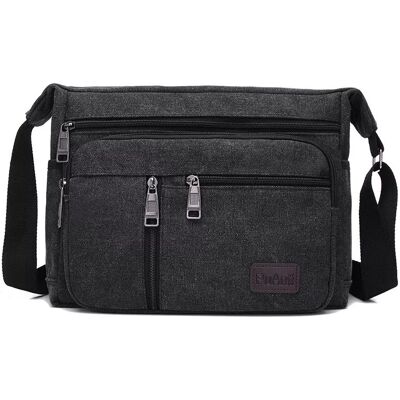 INF Herren Canvas Umhängetasche - Stilvolle und praktische Schultertasche Schwarz INF Herren Canvas Umhängetasche - Stilvolle und praktische Schultertasche Schwarz
