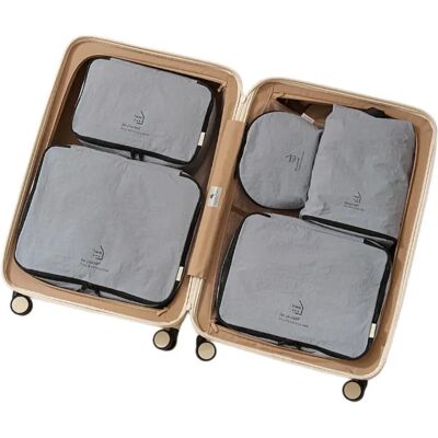 INF 5-teiliges Reise-Packwürfel-Set – wasserabweisende Taslon-Organizer mit Schuhbeutel und Kulturbeutel Grau INF 5-teiliges Reise-Packwürfel-Set – wasserabweisende Taslon-Organizer mit Schuhbeutel und Kulturbeutel Grau