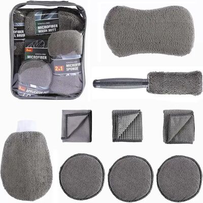 INF 9-teiliges Auto-Waschset – Oxford-Tasche, Autoreinigungs-Werkzeuge mit Mikrofaser-Tüchern, Waschhandschuh, Schwamm & Bürste INF 9-teiliges Auto-Waschset – Oxford-Tasche, Autoreinigungs-Werkzeuge mit Mikrofaser-Tüchern, Waschhandschuh, Schwamm & Bürste