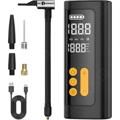 INF Kabelloser digitaler Reifenfüller – Tragbare 2000mAh Auto-Reifenpumpe mit integriertem LED-Licht, 5-20min Laufzeit INF Kabelloser digitaler Reifenfüller – Tragbare 2000mAh Auto-Reifenpumpe mit integriertem LED-Licht, 5-20min Laufzeit