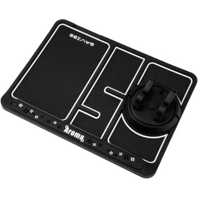 INF 4-in-1 Auto-Anti-Rutsch-Armaturenbrett-Matte mit 360° drehbarem Handyhalter, versteckter Parknummerntafel, Aromatherapie Schwarz-Weiss INF 4-in-1 Auto-Anti-Rutsch-Armaturenbrett-Matte mit 360° drehbarem Handyhalter, versteckter Parknummerntafel, Aromatherapie Schwarz-Weiss