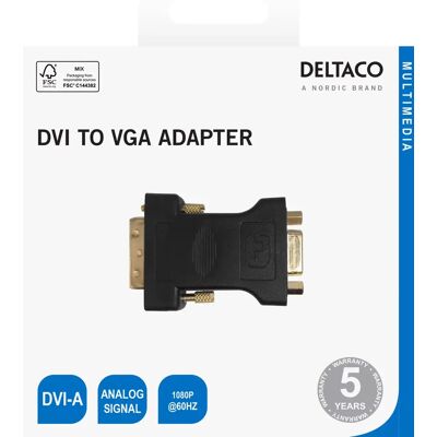 Deltaco Modell 00120001 DVI-A VGA Adapter - Schwarz Deltaco Modell 00120001 DVI-A VGA Adapter - Schwarz