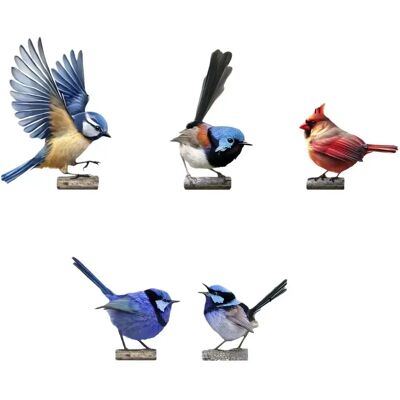 INF 5er-Set Gartendeko-Ornamente für den Außenbereich – Bunte Metallvogel-Figuren zur Baumstumpfdekoration INF 5er-Set Gartendeko-Ornamente für den Außenbereich – Bunte Metallvogel-Figuren zur Baumstumpfdekoration