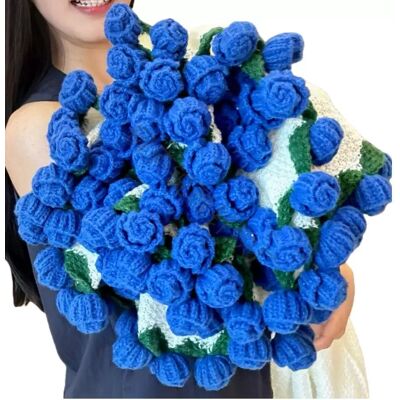 INF Rosenstrauß Decke - 52 Blumen, 80cm - Weicher Polyester Überwurf Blau INF Rosenstrauß Decke - 52 Blumen, 80cm - Weicher Polyester Überwurf Blau