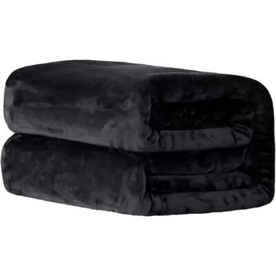 INF Schwarze Flanell-Fleece-Decke - 180x200cm, Weich & Warm INF Schwarze Flanell-Fleece-Decke - 180x200cm, Weich & Warm