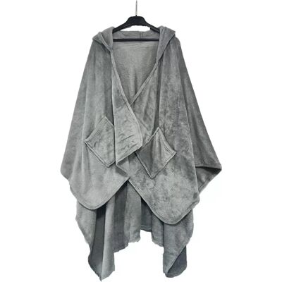 INF Gemütliches Herbst- & Winter-Plüsch-Tuch für Zuhause - Doppelseitige Flanell-Decke mit Taschen Grau INF Gemütliches Herbst- & Winter-Plüsch-Tuch für Zuhause - Doppelseitige Flanell-Decke mit Taschen Grau