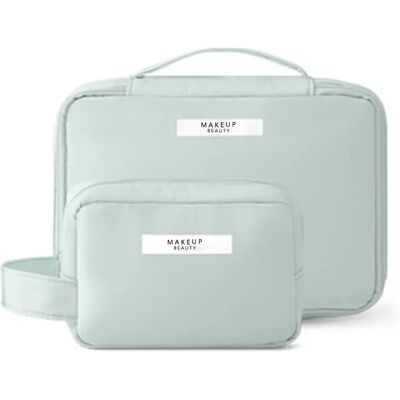 INF Tragbare Kosmetiktasche aus Oxford-Stoff, Reise-Make-up-Organizer Grün INF Tragbare Kosmetiktasche aus Oxford-Stoff, Reise-Make-up-Organizer Grün