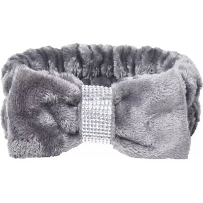 INF Neues, mit Diamanten besetztes Flanell-Make-up-Stirnband Grau INF Neues, mit Diamanten besetztes Flanell-Make-up-Stirnband Grau