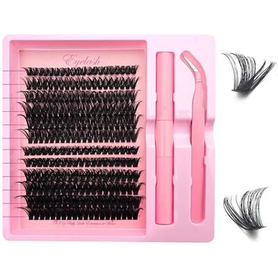INF DIY Segment Wimpern Set (12 Reihen 60D+80D+Doppelkopfkleber+Pinzette) für Natürliche Wimpernverlängerung INF DIY Segment Wimpern Set (12 Reihen 60D+80D+Doppelkopfkleber+Pinzette) für Natürliche Wimpernverlängerung
