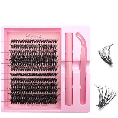 INF DIY Segment Wimpern Set: 12 Reihen 30D+40D, Doppelendkleber & Pinzette für natürliche Wimpernverlängerung INF DIY Segment Wimpern Set: 12 Reihen 30D+40D, Doppelendkleber & Pinzette für natürliche Wimpernverlängerung