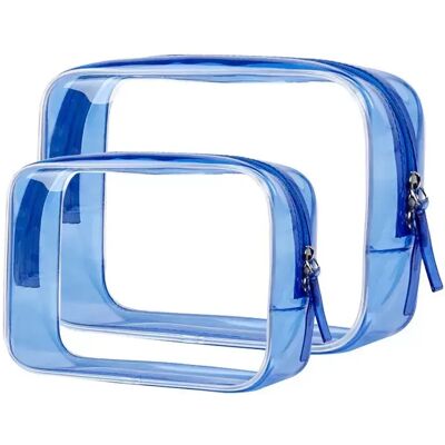 INF Transparentes Kosmetiktaschen-Set: Wasserdichte Reise-Organizer für Make-up und Toilettenartikel Blau INF Transparentes Kosmetiktaschen-Set: Wasserdichte Reise-Organizer für Make-up und Toilettenartikel Blau