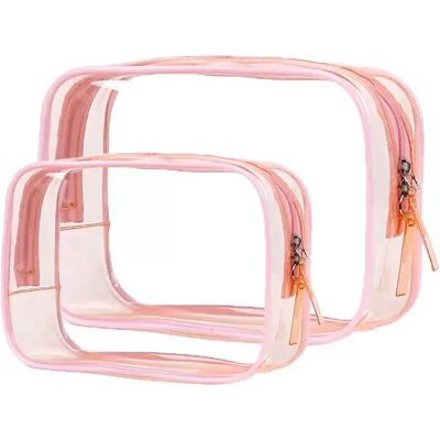 INF Transparentes Kosmetiktaschen-Set: Wasserdichte Reise-Organizer für Make-up und Toilettenartikel Rosa INF Transparentes Kosmetiktaschen-Set: Wasserdichte Reise-Organizer für Make-up und Toilettenartikel Rosa