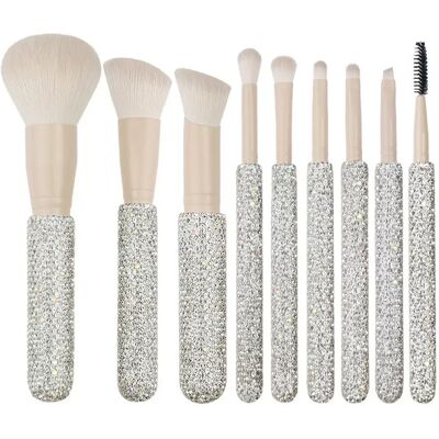 INF 9-teiliges Kaffeefarbenes Make-up Pinselset mit Diamantgriff - Weiche Synthetikborsten INF 9-teiliges Kaffeefarbenes Make-up Pinselset mit Diamantgriff - Weiche Synthetikborsten