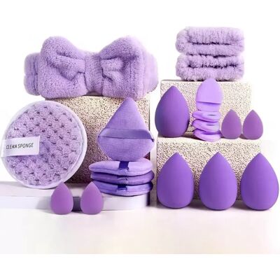 INF 20-teiliges Make-up Schwamm Set mit Schleife – Beauty Blender, Foundation Applikator Violett INF 20-teiliges Make-up Schwamm Set mit Schleife – Beauty Blender, Foundation Applikator Violett