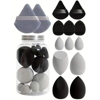 INF 14-teiliges Make-up Schwamm Set - Vielseitige Beauty Blender für makelloses Auftragen grau + schwarz INF 14-teiliges Make-up Schwamm Set - Vielseitige Beauty Blender für makelloses Auftragen grau + schwarz