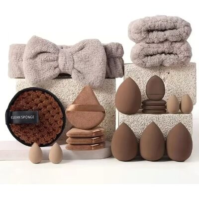 INF 20-teiliges Make-up Schwamm Set mit Schleife – Beauty Blender, Foundation Applikator Braun INF 20-teiliges Make-up Schwamm Set mit Schleife – Beauty Blender, Foundation Applikator Braun