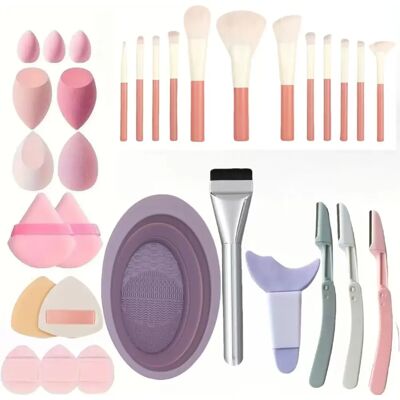 INF Festliches Make-up Pinselset & Vielfältige Beauty-Schwämme - Komplettes Make-up Werkzeugset INF Festliches Make-up Pinselset & Vielfältige Beauty-Schwämme - Komplettes Make-up Werkzeugset