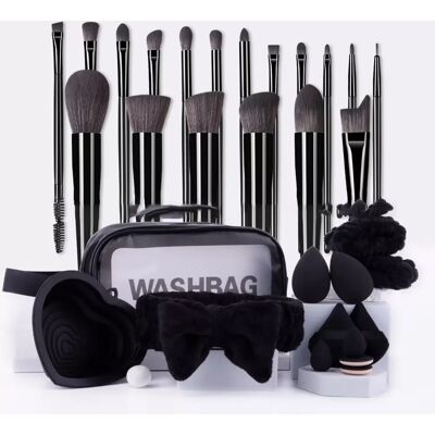 INF 31-teiliges schwarzes Make-up Pinselset: Foundation, Schwämme, Puffs & Reiseetui INF 31-teiliges schwarzes Make-up Pinselset: Foundation, Schwämme, Puffs & Reiseetui