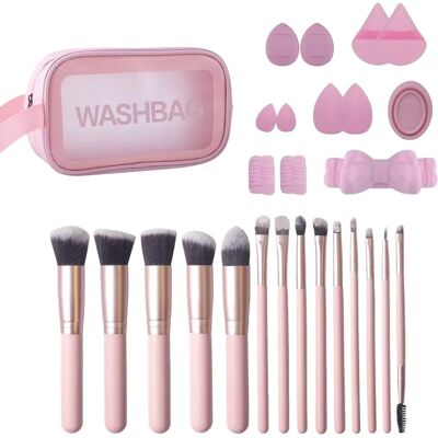 INF 27-teiliges rosa Make-up Pinselset - Komplettes Lidschatten-, Foundation- & Beauty-Blender-Set INF 27-teiliges rosa Make-up Pinselset - Komplettes Lidschatten-, Foundation- & Beauty-Blender-Set