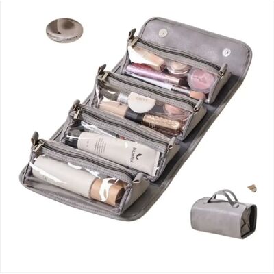 INF Abnehmbare 4-in-1 Kosmetiktasche mit großem Fassungsvermögen – Kosmetik-Organizer aus PU-Leder Grau INF Abnehmbare 4-in-1 Kosmetiktasche mit großem Fassungsvermögen – Kosmetik-Organizer aus PU-Leder Grau