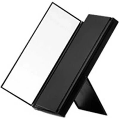 INF Tri-Fold Beleuchteter Schminkspiegel, Tragbarer Kosmetikspiegel mit Verstellbarem Ständer Schwarz INF Tri-Fold Beleuchteter Schminkspiegel, Tragbarer Kosmetikspiegel mit Verstellbarem Ständer Schwarz