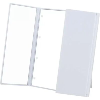 INF Tri-Fold Beleuchteter Schminkspiegel, Tragbarer Kosmetikspiegel mit Verstellbarem Ständer Weiß INF Tri-Fold Beleuchteter Schminkspiegel, Tragbarer Kosmetikspiegel mit Verstellbarem Ständer Weiß