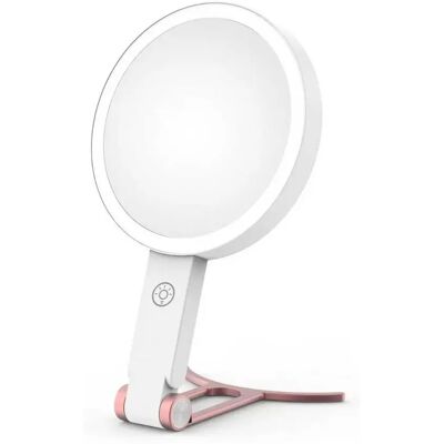 INF LED-beleuchteter Kosmetikspiegel mit C-Form Ständer - 10x Vergrößerung Rosa INF LED-beleuchteter Kosmetikspiegel mit C-Form Ständer - 10x Vergrößerung Rosa