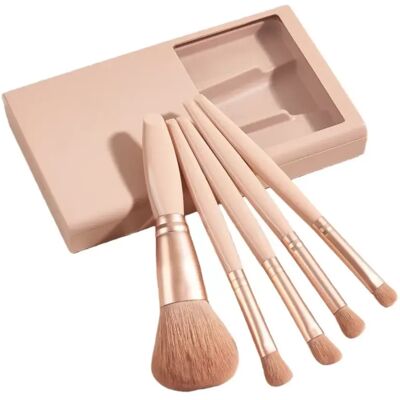 INF 5-teilige Reise-Make-up-Pinselset mit Spiegel und tragbarer Morandi-Aufbewahrungsbox Beige INF 5-teilige Reise-Make-up-Pinselset mit Spiegel und tragbarer Morandi-Aufbewahrungsbox Beige