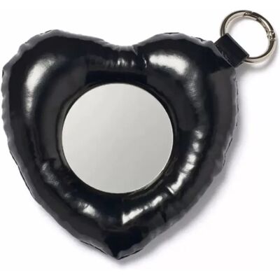 INF Heart-Shaped PU Leather Mini Compact Mirror - Portable Padded Quilted Pocket Makeup Mirror for Travel and Daily Touch-ups Schwarz INF Heart-Shaped PU Leather Mini Compact Mirror - Portable Padded Quilted Pocket Makeup Mirror for Travel and Daily Touch-ups Schwarz