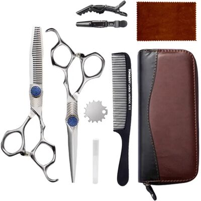 INF Professionelles 8-teiliges Haarschneide-Scheren-Set - 9CR13 Edelstahl Friseurscheren mit ergonomischem Design und INF Professionelles 8-teiliges Haarschneide-Scheren-Set - 9CR13 Edelstahl Friseurscheren mit ergonomischem Design und
