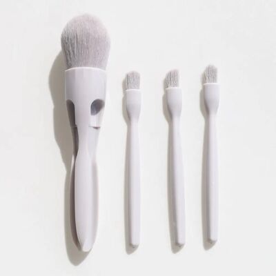 INF 4-in-1 magnetisches Make-up-Pinsel-Set – Kompaktes Reise-Tool mit ABS-Griff und weichen Borsten für Lidschatten, Kontur und Grau INF 4-in-1 magnetisches Make-up-Pinsel-Set – Kompaktes Reise-Tool mit ABS-Griff und weichen Borsten für Lidschatten, Kontur und Grau
