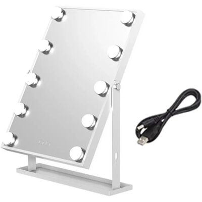 INF LED-beleuchteter Make-up-Spiegel mit 3-Farb stufenloser Dimmung, Touch-Steuerung, 360° Rotation und abnehmbarem Silber INF LED-beleuchteter Make-up-Spiegel mit 3-Farb stufenloser Dimmung, Touch-Steuerung, 360° Rotation und abnehmbarem Silber