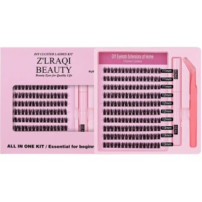 INF Falsche Wimpern-Set — 160 wiederverwendbare Faser-Cluster-Wimpern in Schwarz, segmentiertes Volumen-Design INF Falsche Wimpern-Set — 160 wiederverwendbare Faser-Cluster-Wimpern in Schwarz, segmentiertes Volumen-Design