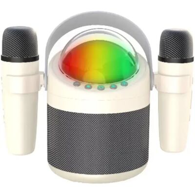 INF Kabelloses Bluetooth Dual-Mikrofon Karaoke-Lautsprechersystem mit RGB-Lichtern Weiß INF Kabelloses Bluetooth Dual-Mikrofon Karaoke-Lautsprechersystem mit RGB-Lichtern Weiß