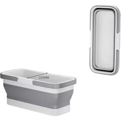 INF Kollabierender Wischeimer (für Wischer unter 37.5cm) – platzsparender faltbarer Weiß Grau Silikon+PP Eimer mit Griff INF Kollabierender Wischeimer (für Wischer unter 37.5cm) – platzsparender faltbarer Weiß Grau Silikon+PP Eimer mit Griff