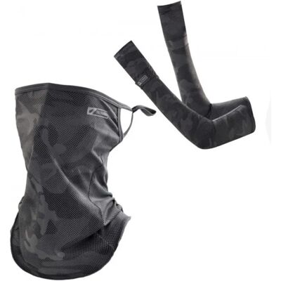 INF Outdoor UV-Schutz Zweiteiliges Set - Maske und Armstulpen aus Nylon-Eisseide, kühlend und atmungsaktiv Dunkelgrau INF Outdoor UV-Schutz Zweiteiliges Set - Maske und Armstulpen aus Nylon-Eisseide, kühlend und atmungsaktiv Dunkelgrau