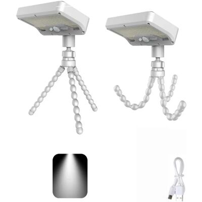 INF Weiße Octopus Solarleuchte: Bewegungssensor Outdoor Clip Lampe mit Dual-Ladefunktion INF Weiße Octopus Solarleuchte: Bewegungssensor Outdoor Clip Lampe mit Dual-Ladefunktion