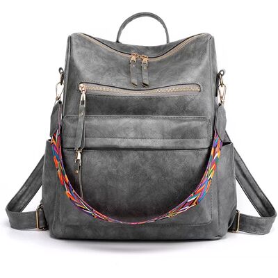 INF Vintage Damen Rucksack mit Doppel-Schulterriemen Grau INF Vintage Damen Rucksack mit Doppel-Schulterriemen Grau