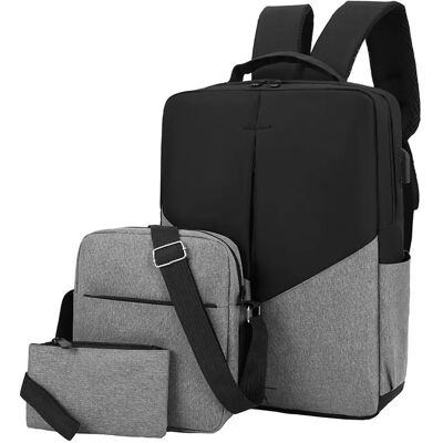 INF Stilvolles Nylon-Rucksack-Set - Perfekt für Geschäft & Schule Grau INF Stilvolles Nylon-Rucksack-Set - Perfekt für Geschäft & Schule Grau