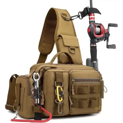 INF Multifunktionale Oxford-Tuch Angeltasche - Outdoor Angelrucksack mit Rutenhalter Khaki INF Multifunktionale Oxford-Tuch Angeltasche - Outdoor Angelrucksack mit Rutenhalter Khaki