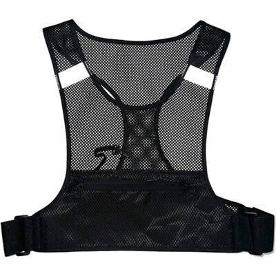 INF Reflektierende Laufweste mit Pack — Nachtsichtbare Polyester-Weste für Laufen und Radfahren mit Stauraum, Schwarz INF Reflektierende Laufweste mit Pack — Nachtsichtbare Polyester-Weste für Laufen und Radfahren mit Stauraum, Schwarz
