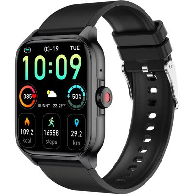 INF Smartwatch mit Herzfrequenz, Blutdruck, Blutsauerstoff und Schrittzähler - Schwarz INF Smartwatch mit Herzfrequenz, Blutdruck, Blutsauerstoff und Schrittzähler - Schwarz