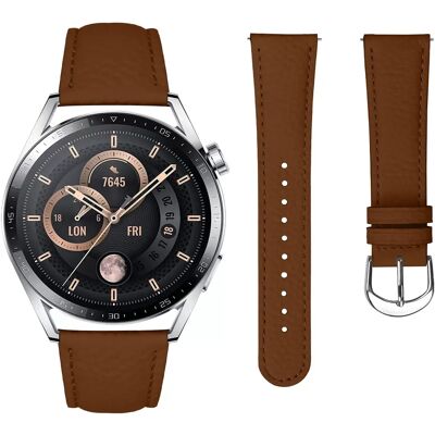 INF 22MM Kompatibel mit Samsung S3 und Huawei GT Serie Echtes Leder Uhrenarmband mit Litchi-Muster, Braun Braun INF 22MM Kompatibel mit Samsung S3 und Huawei GT Serie Echtes Leder Uhrenarmband mit Litchi-Muster, Braun Braun