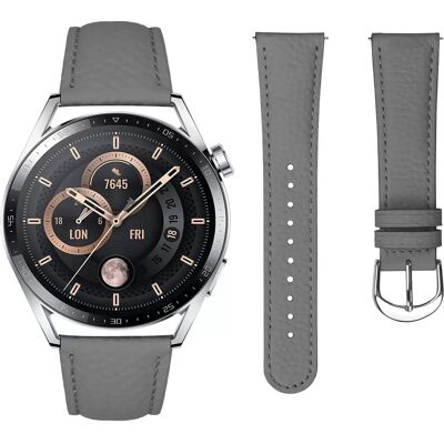 INF 22MM Kompatibel mit Samsung S3 und Huawei GT Serie Echtes Leder Uhrenarmband mit Litchi-Muster, Braun Grau INF 22MM Kompatibel mit Samsung S3 und Huawei GT Serie Echtes Leder Uhrenarmband mit Litchi-Muster, Braun Grau
