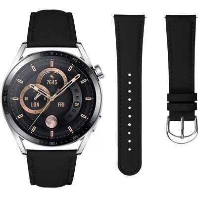 INF 22MM Kompatibel mit Samsung S3 und Huawei GT Serie Echtes Leder Uhrenarmband mit Litchi-Muster, Braun Schwarz INF 22MM Kompatibel mit Samsung S3 und Huawei GT Serie Echtes Leder Uhrenarmband mit Litchi-Muster, Braun Schwarz